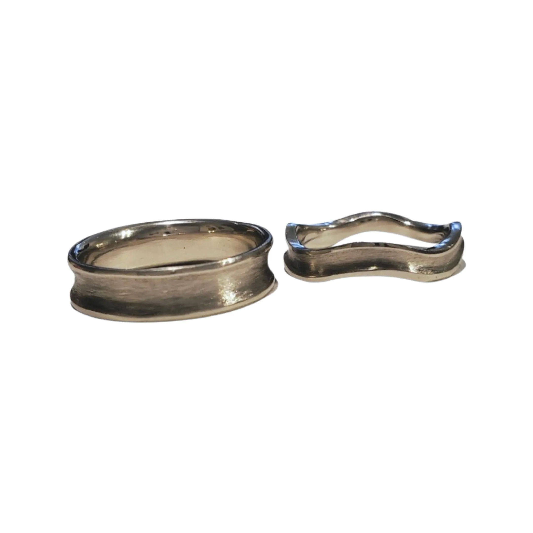 14k Gold Wide Concave Wedding Band